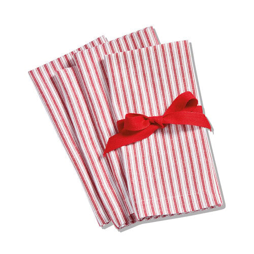 Red Striped Napkins, Set of 4