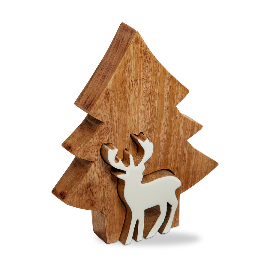 Wooden Christmas Tree with Reindeer - Photo 0