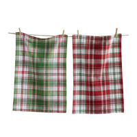 Set of 2 Winter Plaid Dish Towels