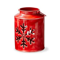 Lanterne flocon émail rouge
