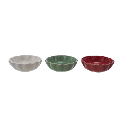 Bol festonné rond en grès 4 pouces - assortis