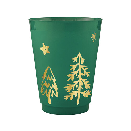 8-Piece Frosted Plastic Tumbler Set with Pine Tree Design