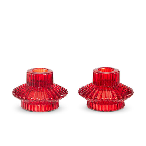 Chandelier en verre rouge, ensemble de 2