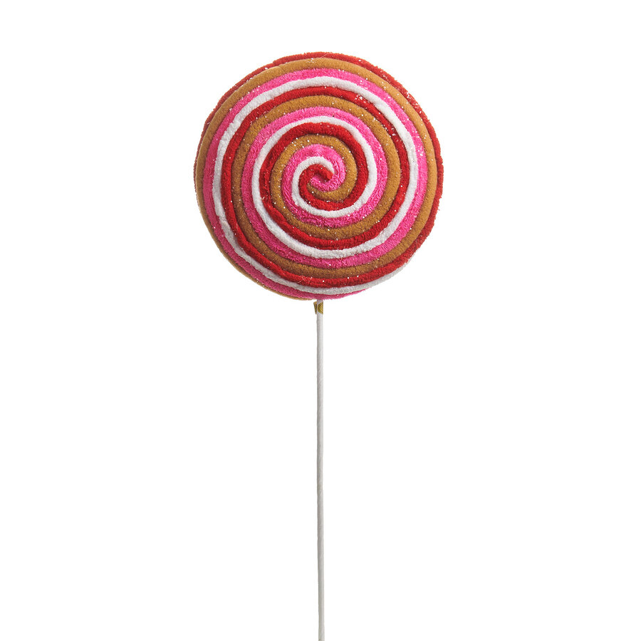 Sucette décorative rose et rouge sur tige - 20 pouces - Photo 0