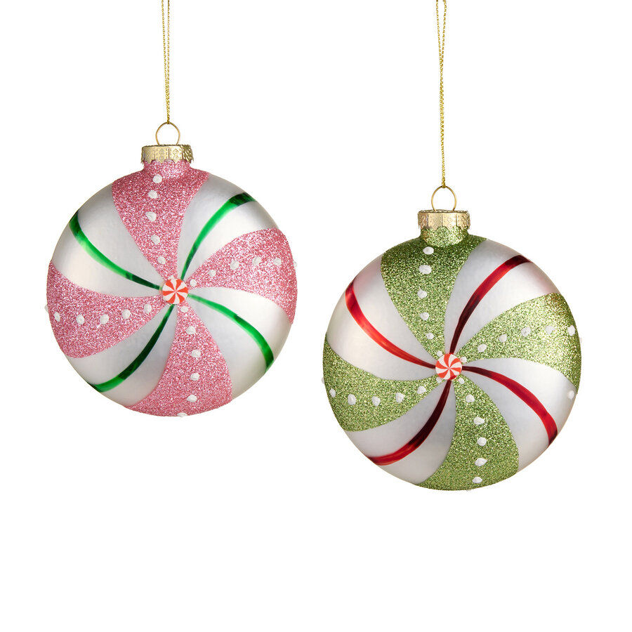 Peppermint Ball Ornament Assorted - Photo 0