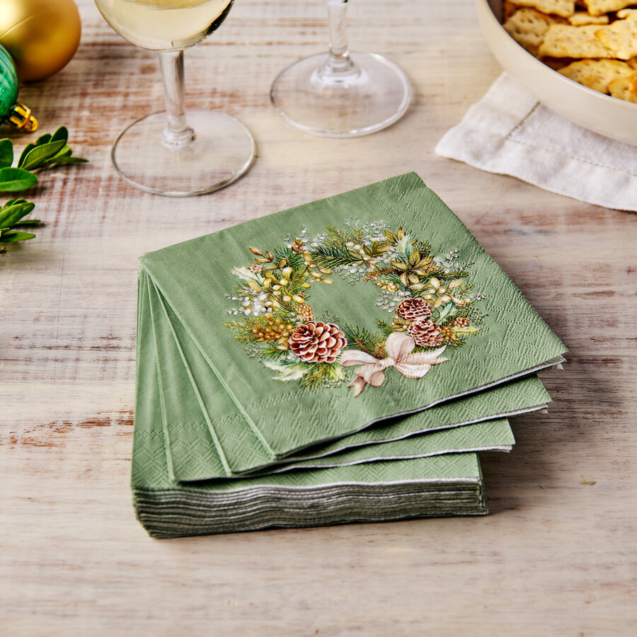 Serviettes de table cocktail papier Couronne de la forêt - Photo 2
