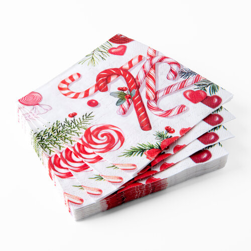Serviettes de table en papier Candy Canes