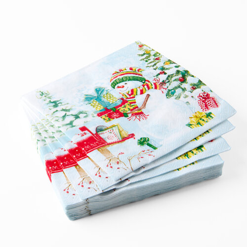Serviettes de table en papier - Journée enneigée