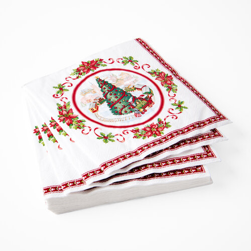Serviettes de table papier - Train de Noël