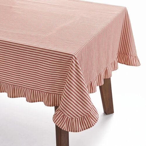 Red Striped Tablecloth 60 x 110 Inches