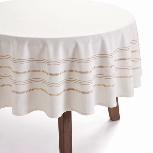 Solace Round Ivory and Gold Tablecloth, 72 inches