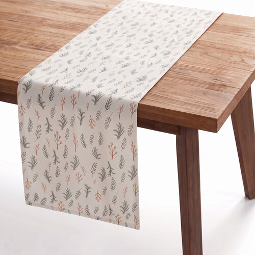 Ivory Fir Tree Pattern Table Runner 60 inch