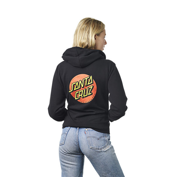 Santa Cruz Skateboards Classic Dot Hooded Zip Up Womens Sweatshirt - Black
