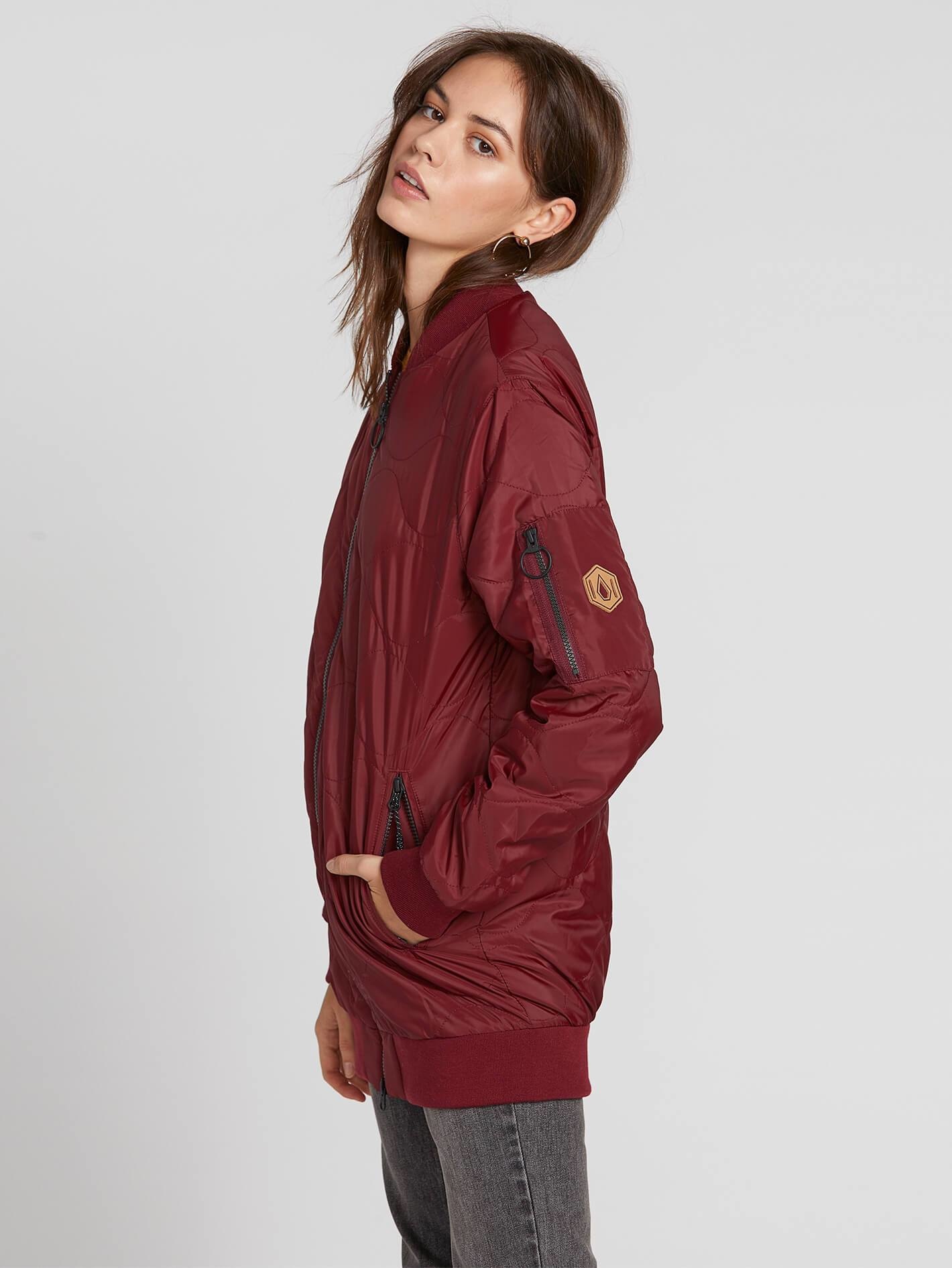 Volcom Women s Longline Bomber Jacket Scarlet Medicine Hat The