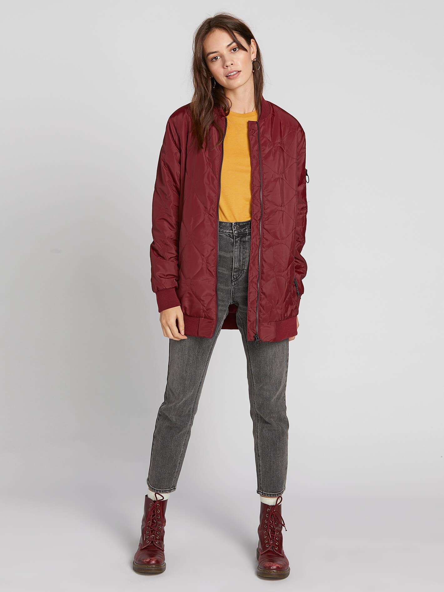 Volcom Women's Longline Bomber Jacket - Scarlet - Medicine Hat-The 