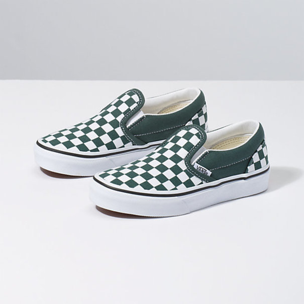 Vans Footwear Vans Kids Classic Slip-On Shoes - Checker Green
