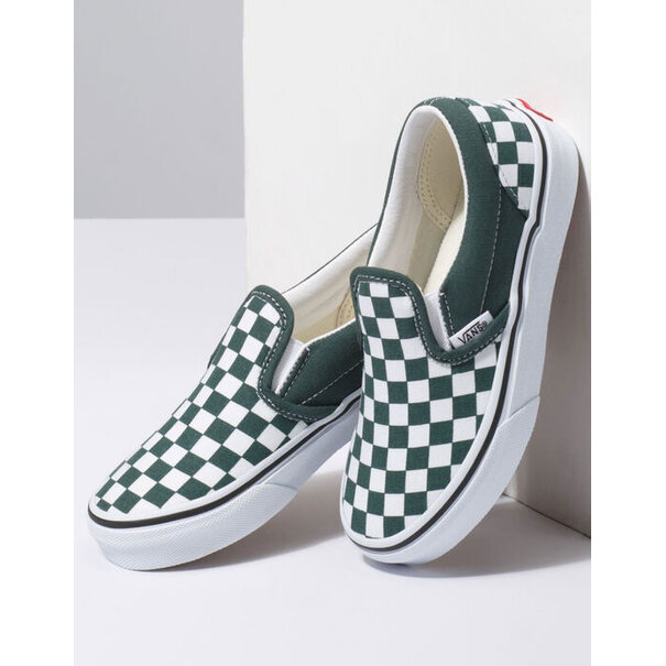 Vans Footwear Vans Kids Classic Slip-On Shoes - Checker Green