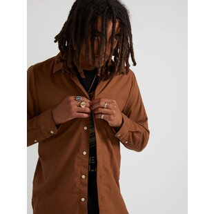 Oxford Stretch Long Sleeve Shirt - Bison