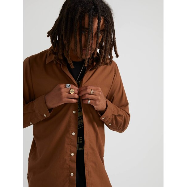 Volcom Oxford Stretch Long Sleeve Shirt - Bison