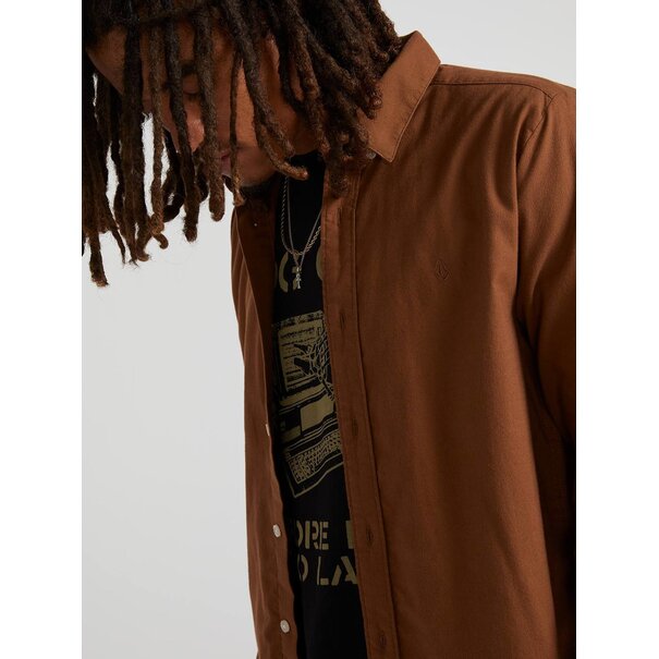 Volcom Oxford Stretch Long Sleeve Shirt - Bison