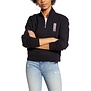 Side Mock Crop Half Zip - Black