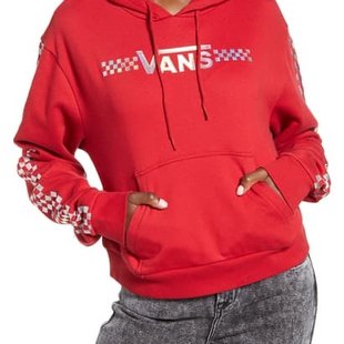 Shine It Crop Pullover Hoodie - Chili Pepper