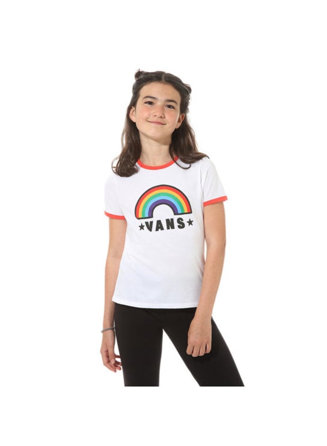 Girls Rainbow Patch T-Shirt - Wht/Red 