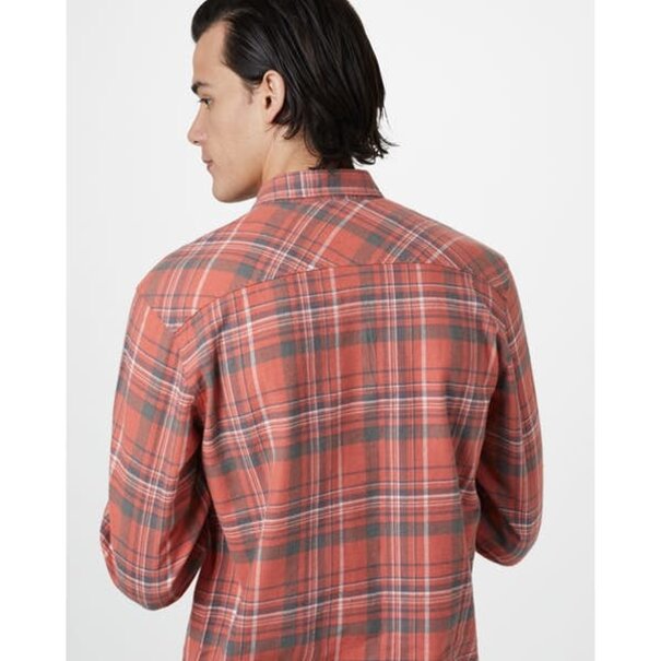 TEN TREE Men's Benson Hemp Button Up - Plaid/Orange