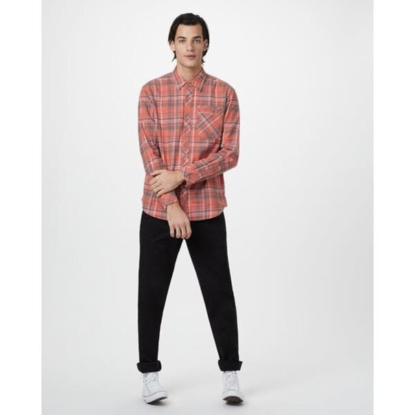 TEN TREE Men's Benson Hemp Button Up - Plaid/Orange
