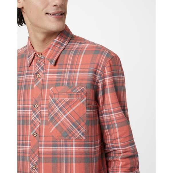 TEN TREE Men's Benson Hemp Button Up - Plaid/Orange