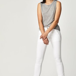 Ivy In White Twill Slim Cargo Pants