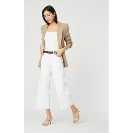 Bodrum In Off-White Stretch Wide Leg Jeans