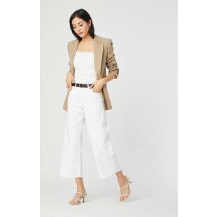 Bodrum In Off-White Stretch Wide Leg Jeans