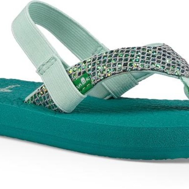 Sanuk Kid's Yoga Glitter Sandals - Sea Green