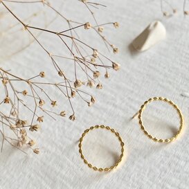Chord Modernist Hoop Stud Earrings Gold