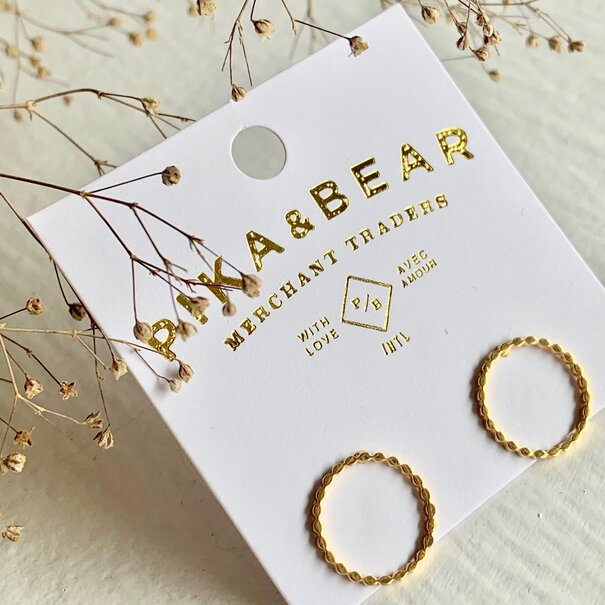 Pika & Bear Chord Modernist Hoop Stud Earrings Gold