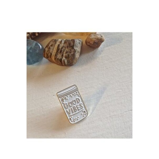 Pika & Bear Good Vibes Mason Jar Pin