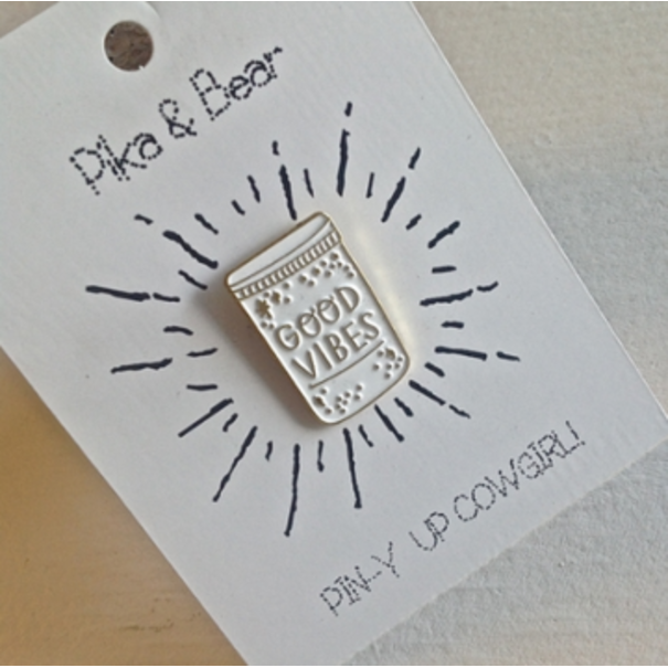 Pika & Bear Good Vibes Mason Jar Pin