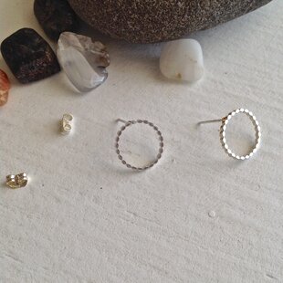 Chord Modernist Hoop Stud Earrings Silver