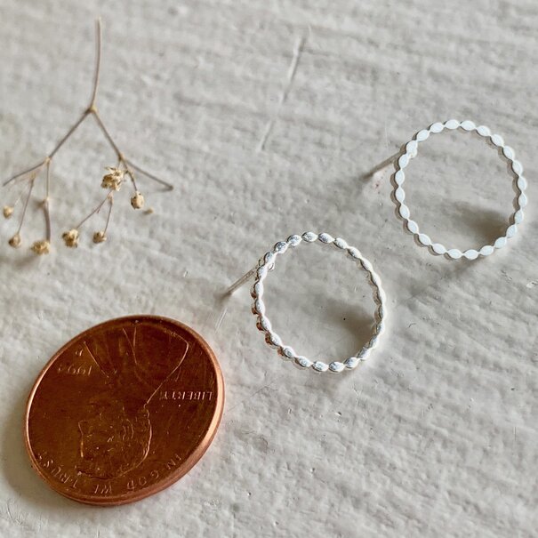 Pika & Bear Chord Modernist Hoop Stud Earrings Silver