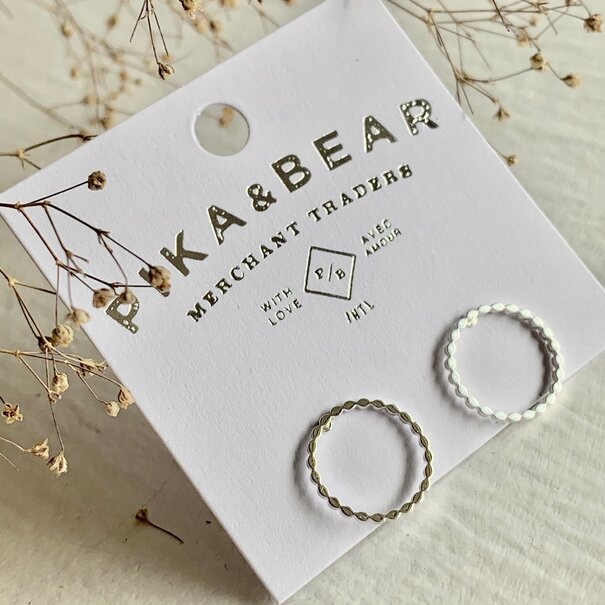 Pika & Bear Chord Modernist Hoop Stud Earrings Silver