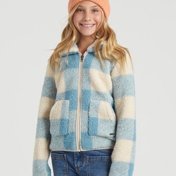 BILLABONG Girls' Warm And Cozy Polar Fleece Jacket- Surf Blue