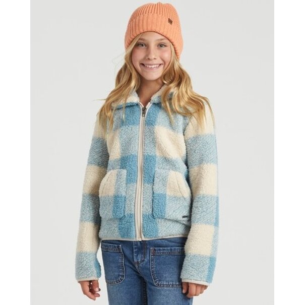 BILLABONG Girls' Warm And Cozy Polar Fleece Jacket- Surf Blue