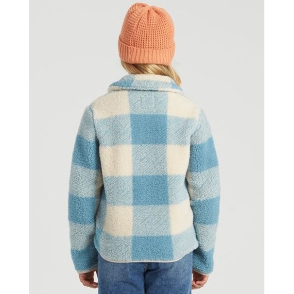 BILLABONG Girls' Warm And Cozy Polar Fleece Jacket- Surf Blue