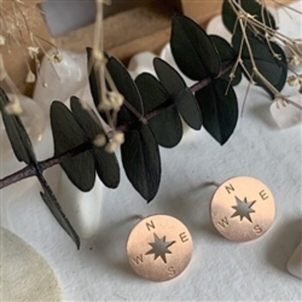 Pika & Bear Anemoi Compass Stud Earings- Rose Gold