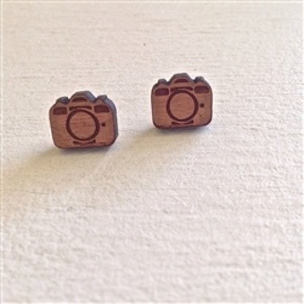 Pika & Bear 33mm Camera Cherrywood Earlings