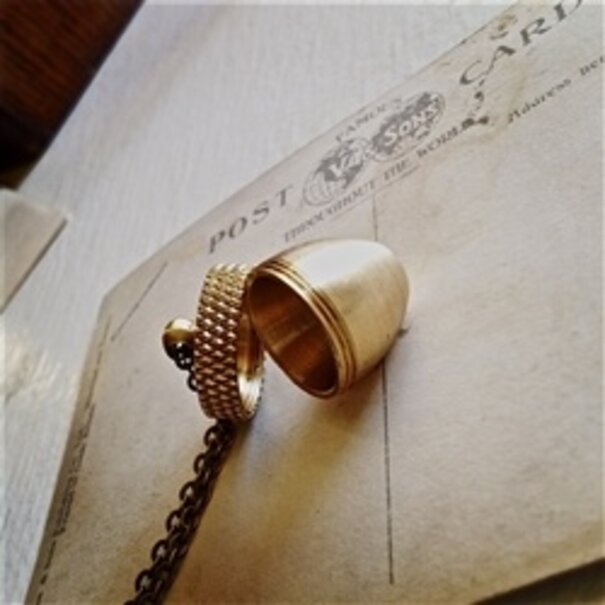 Pika & Bear Cache Brass Acorn Canister Necklace