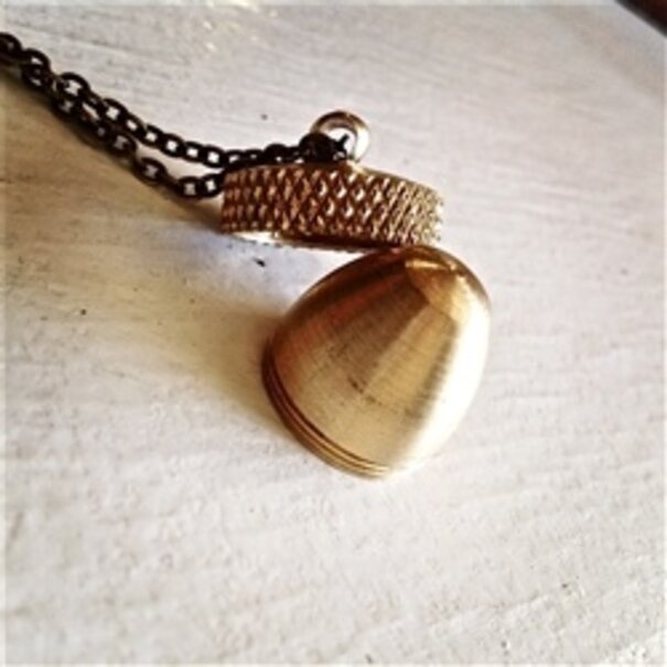 Pika & Bear Cache Brass Acorn Canister Necklace