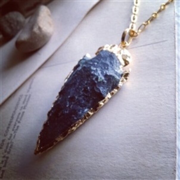 Pika & Bear Caldera Gold Plated Arrow in Moss Agate