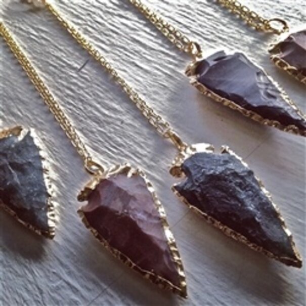 Pika & Bear Caldera Gold Plated Arrow in Moss Agate